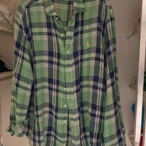 Ralph Lauren Blue and Green Checkered Shirt Size XXL